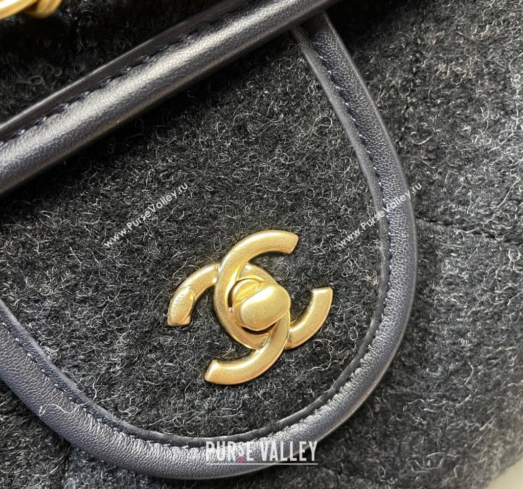 Chanel Wool Maxi Flap Bag with Top Handle Black 2025 AS5852 (yezi-251127003)