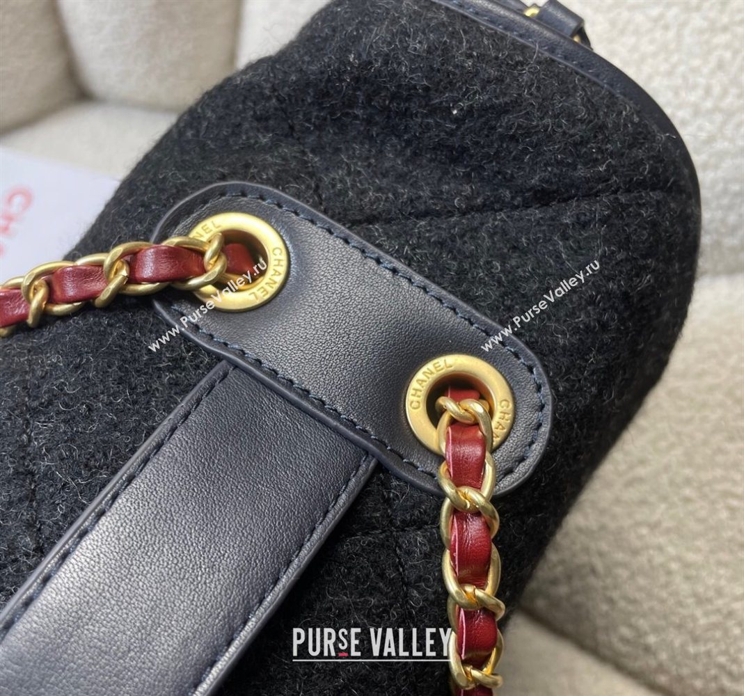 Chanel Wool Maxi Flap Bag with Top Handle Black 2025 AS5852 (yezi-251127003)