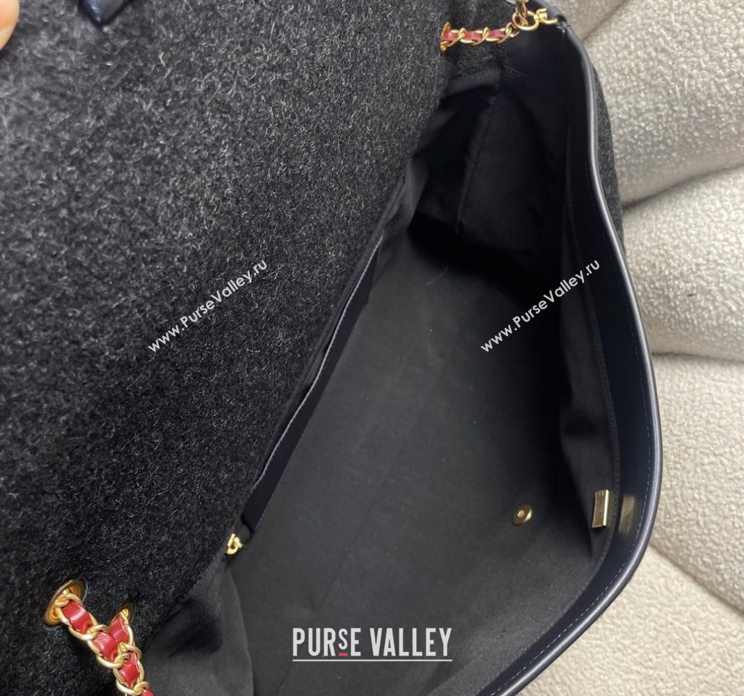 Chanel Wool Maxi Flap Bag with Top Handle Black 2025 AS5852 (yezi-251127003)