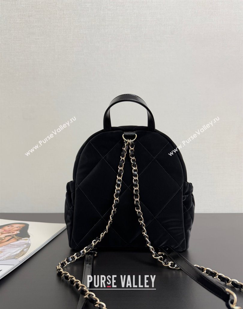 Chanel Velvet-Effect Nylon Backpack Bag AS5679 Black 2025 (yezi-251127008)