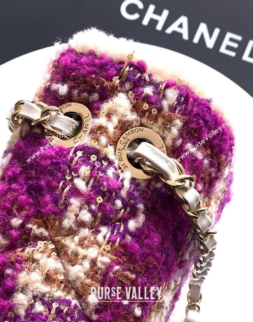 Chanel Tweed Shearling Large Flap Bag Fuschia/Pink 2025 AS5686 (yezi-251127077)