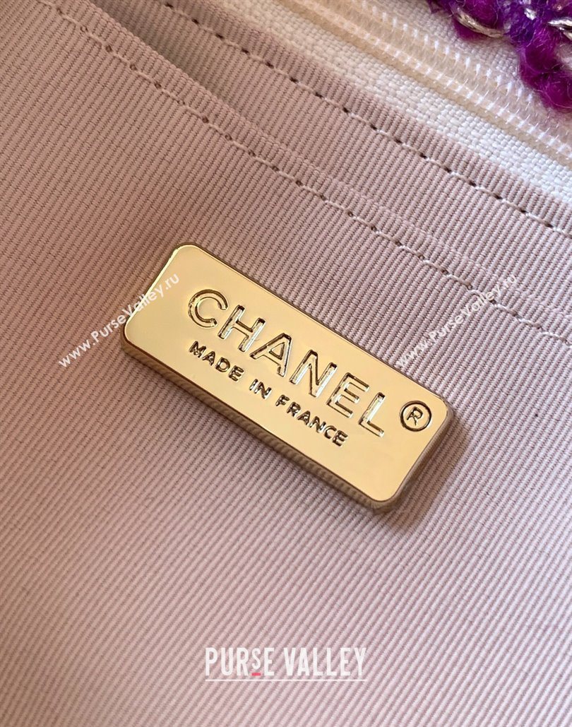 Chanel Tweed Shearling Large Flap Bag Fuschia/Pink 2025 AS5686 (yezi-251127077)