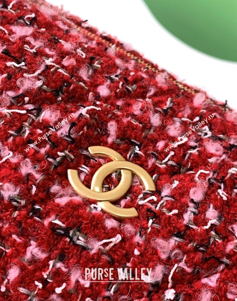 Chanel Tweed Small Bowling Bag Red 2025 AS5792 (yezi-251127021)