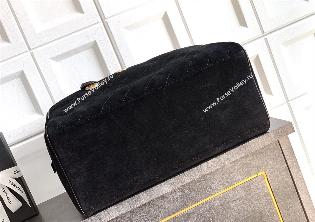 Chanel Quilted Suede Boston Top Handle Bag Black 2025 CH112702 (yezi-251127071)