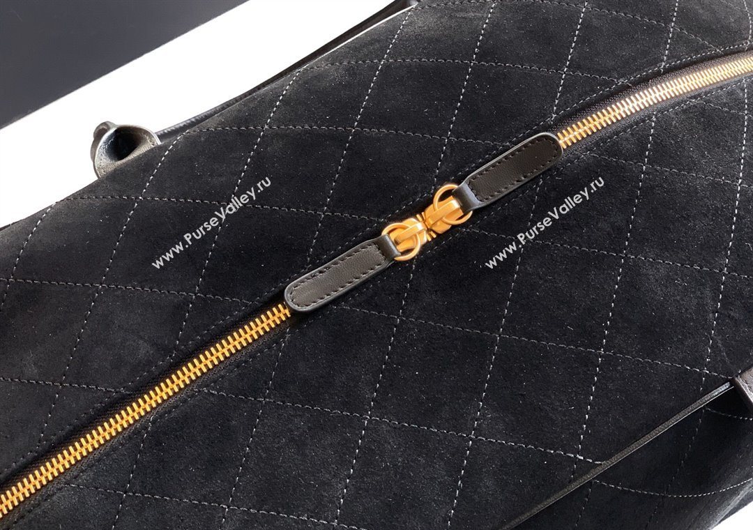 Chanel Quilted Suede Boston Top Handle Bag Black 2025 CH112702 (yezi-251127071)