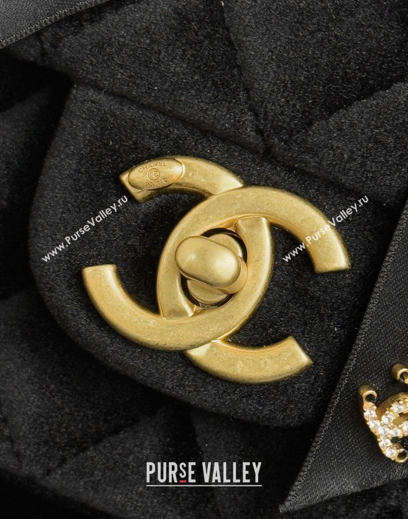 Chanel Velvet Mini Flap Bag with Top Handle with Bow Black 2025 AS5875 (yezi-251127010)
