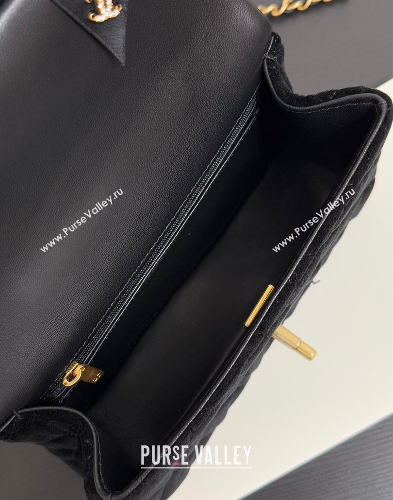 Chanel Velvet Mini Flap Bag with Top Handle with Bow Black 2025 AS5875 (yezi-251127010)