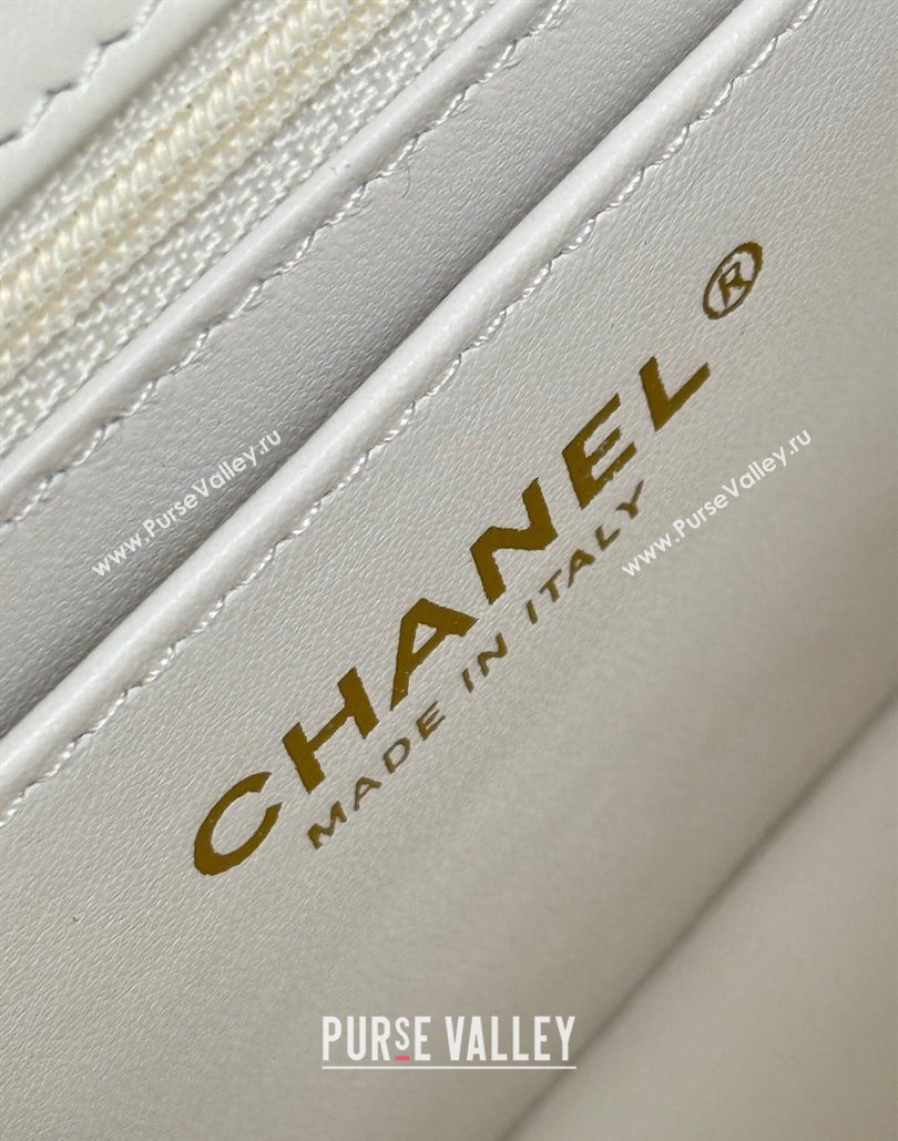 Chanel Tweed Mini Flap Bag with Top Handle with Bow White 2025 AS5875 (yezi-251127011)