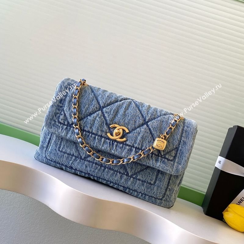 Chanel Washed Denim Maxi Flap bag Light Blue 2025 AS5734 (yezi-251127068)