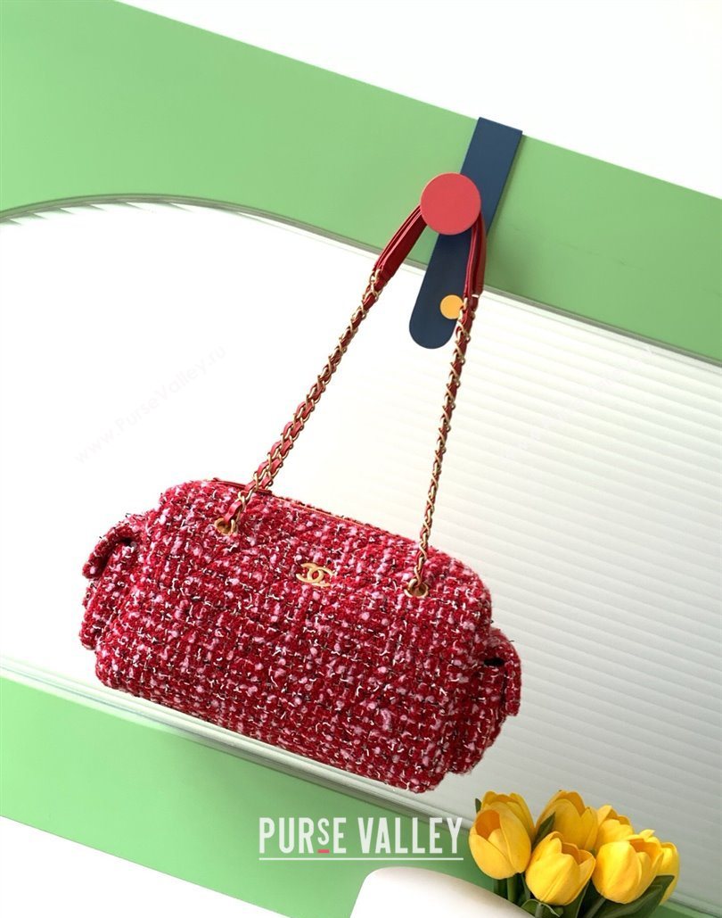 Chanel Tweed Bowling Bag Red 2025 AS5791 (yezi-251127012)