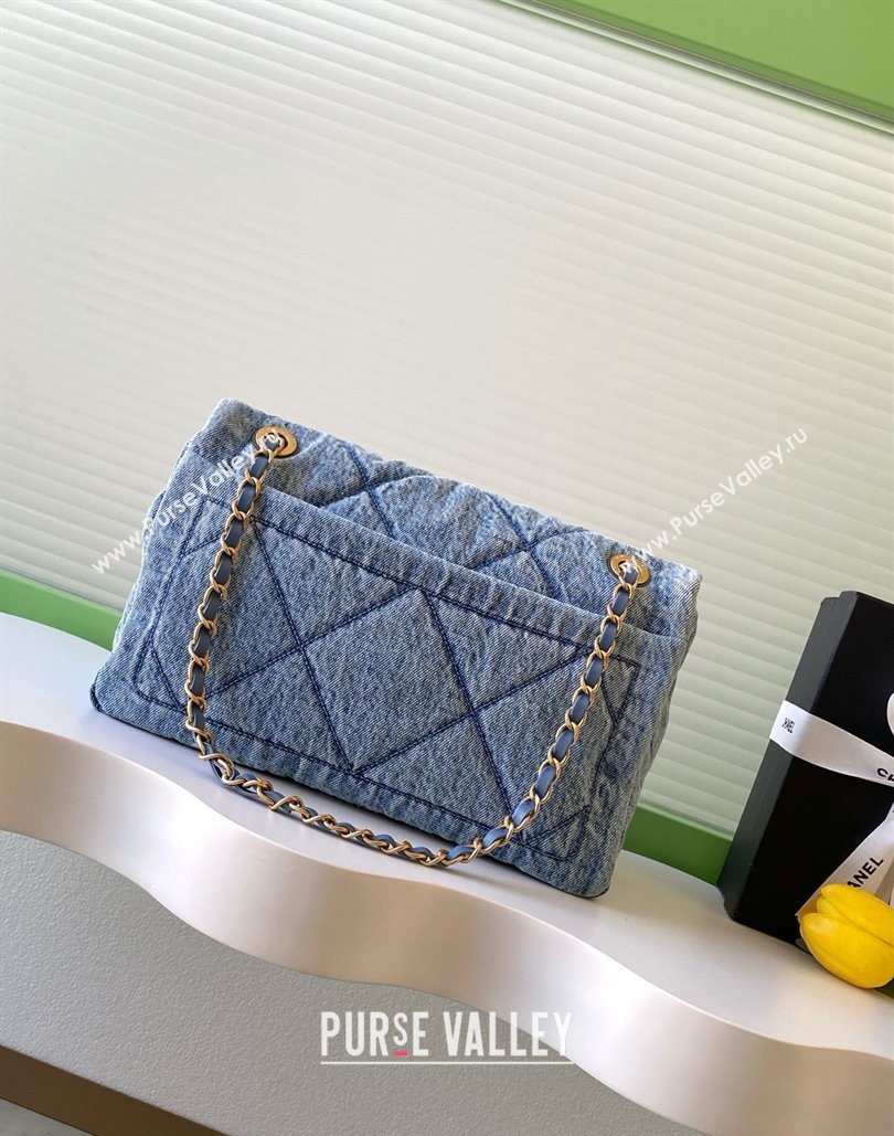 Chanel Washed Denim Maxi Flap bag Light Blue 2025 AS5734 (yezi-251127068)