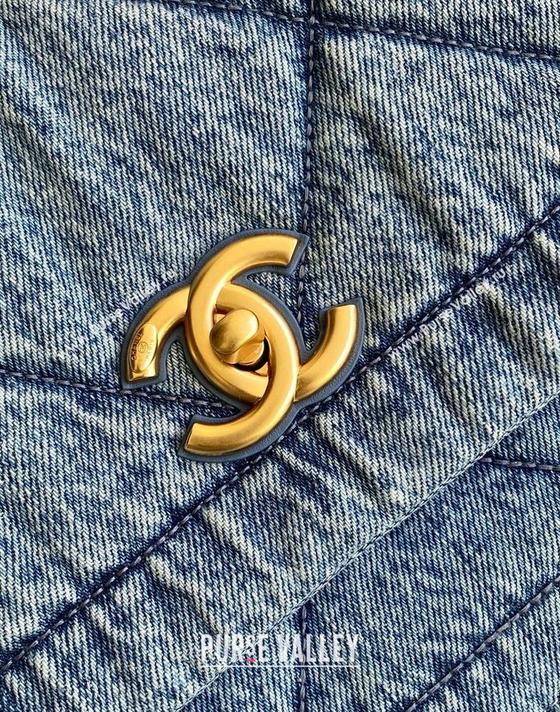 Chanel Washed Denim Maxi Flap bag Light Blue 2025 AS5734 (yezi-251127068)