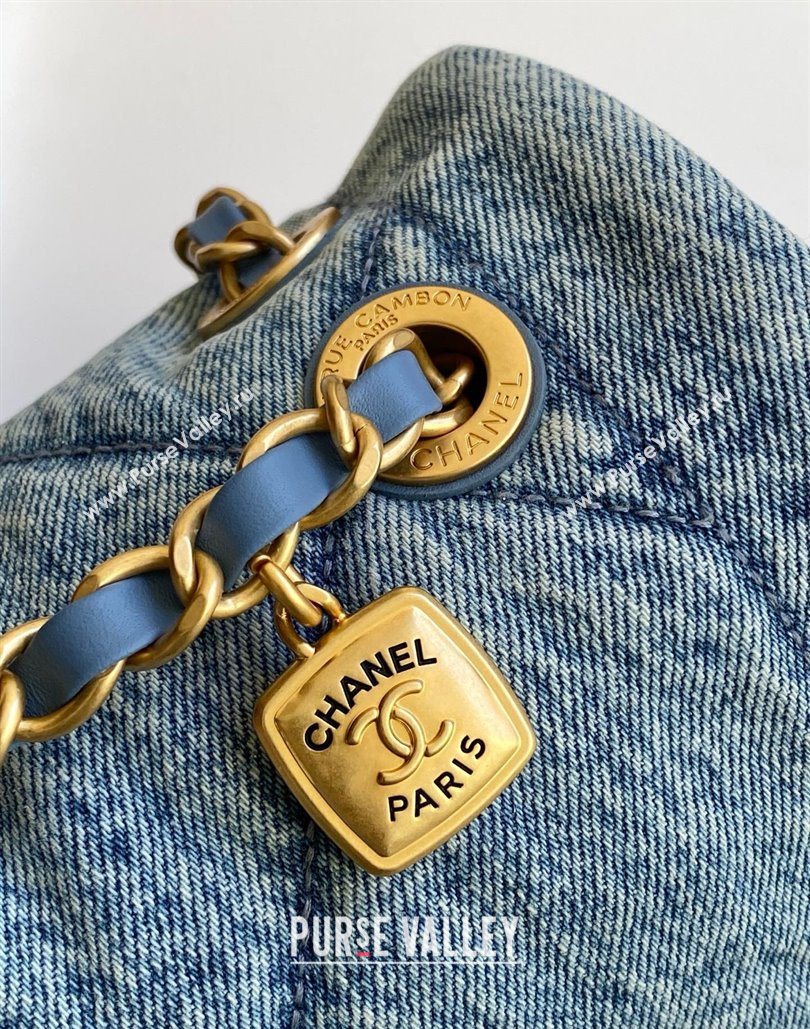 Chanel Washed Denim Maxi Flap bag Light Blue 2025 AS5734 (yezi-251127068)