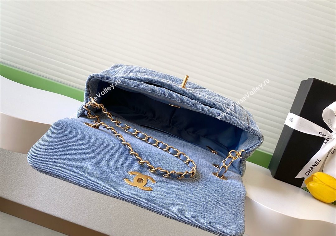 Chanel Washed Denim Maxi Flap bag Light Blue 2025 AS5734 (yezi-251127068)