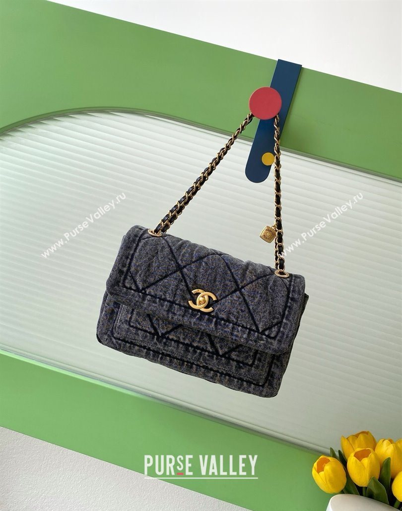 Chanel Washed Denim Maxi Flap bag Black 2025 AS5734 (yezi-251127069)