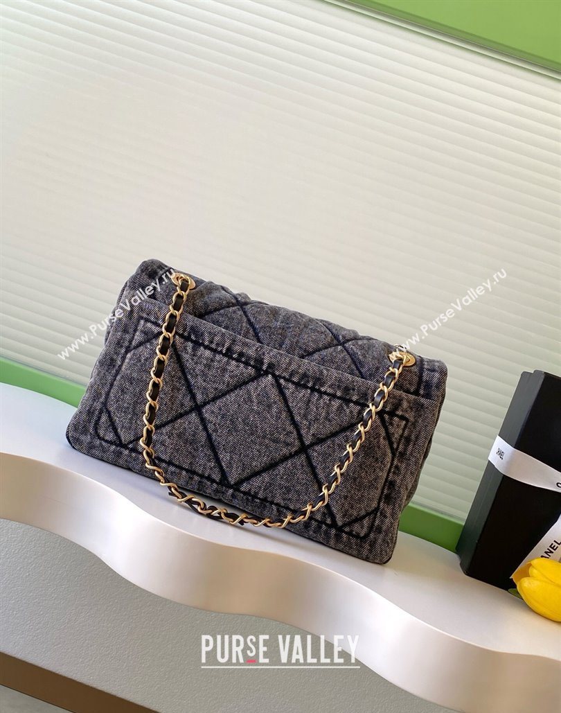 Chanel Washed Denim Maxi Flap bag Black 2025 AS5734 (yezi-251127069)