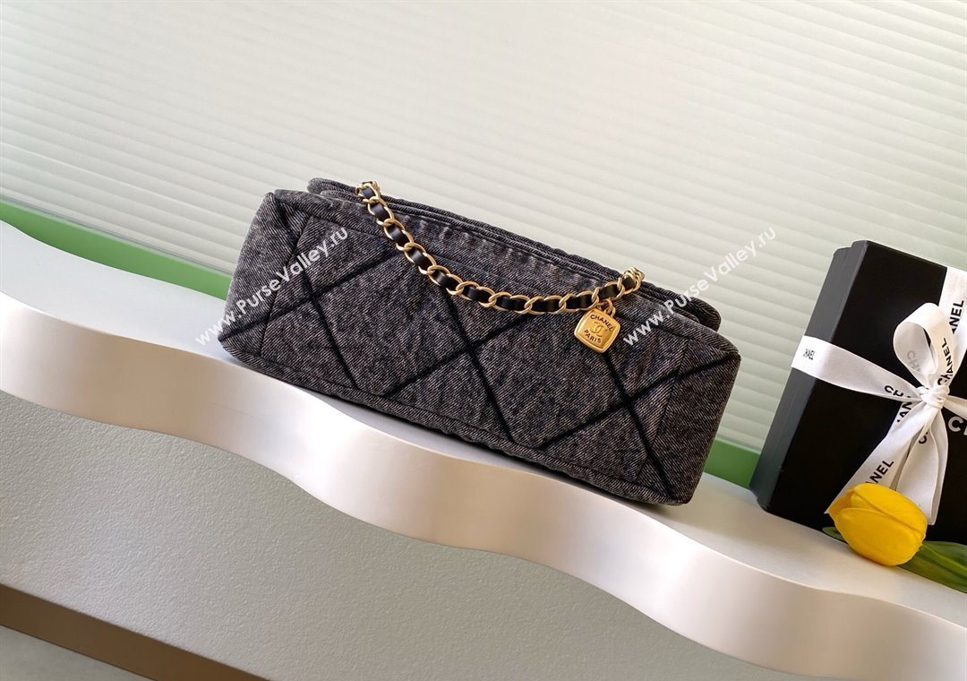 Chanel Washed Denim Maxi Flap bag Black 2025 AS5734 (yezi-251127069)