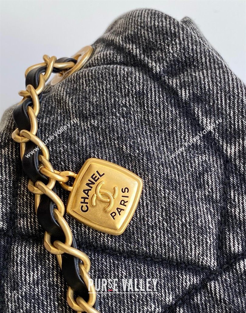 Chanel Washed Denim Maxi Flap bag Black 2025 AS5734 (yezi-251127069)