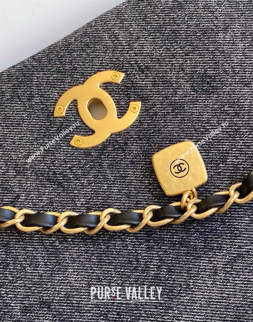 Chanel Washed Denim Maxi Flap bag Black 2025 AS5734 (yezi-251127069)