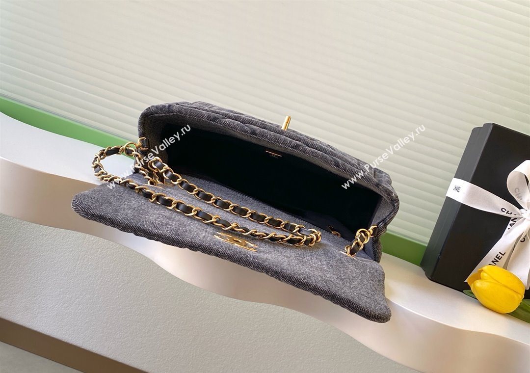 Chanel Washed Denim Maxi Flap bag Black 2025 AS5734 (yezi-251127069)