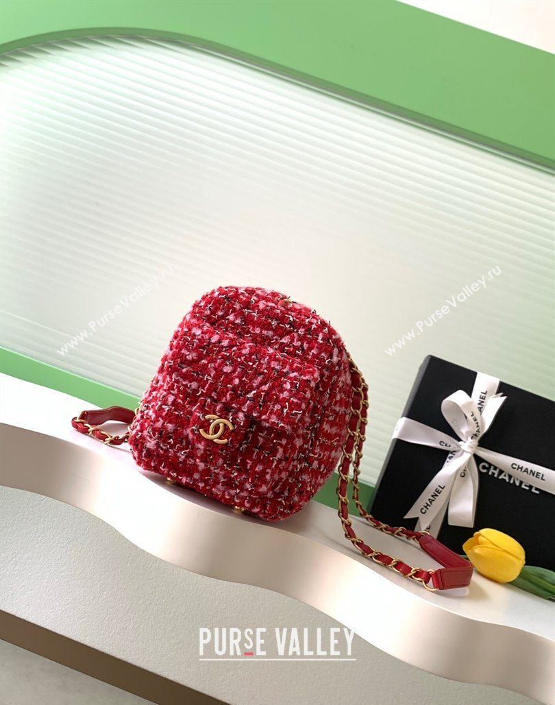 Chanel Tweed Bowling Bag Red 2025 AS5791 (yezi-251127012)