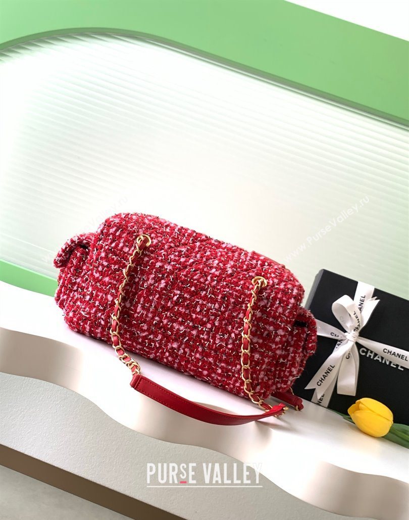 Chanel Tweed Bowling Bag Red 2025 AS5791 (yezi-251127012)