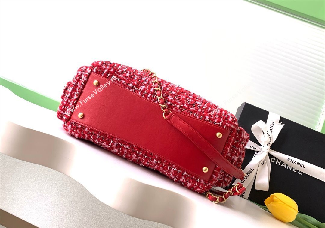 Chanel Tweed Bowling Bag Red 2025 AS5791 (yezi-251127012)