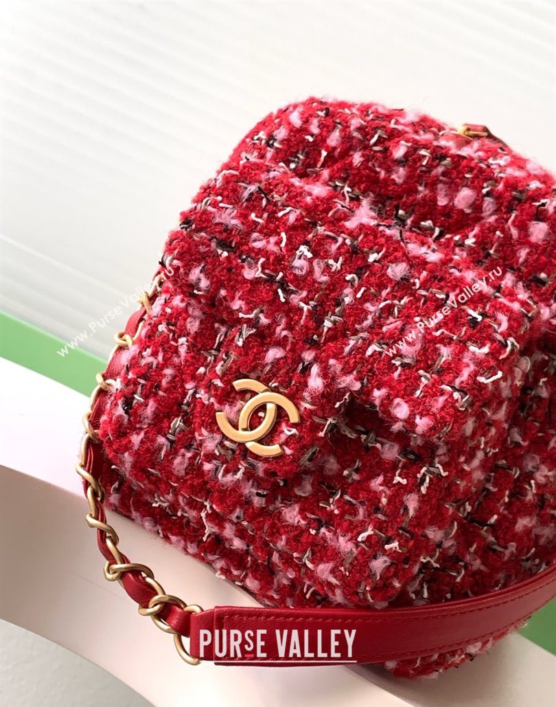 Chanel Tweed Bowling Bag Red 2025 AS5791 (yezi-251127012)