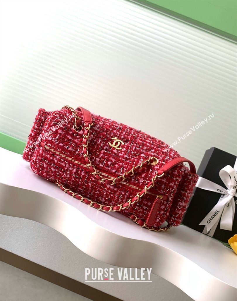 Chanel Tweed Bowling Bag Red 2025 AS5791 (yezi-251127012)
