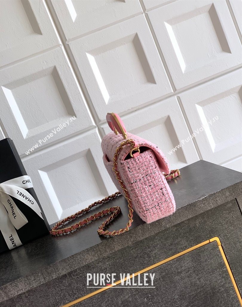 Chanel Tweed Large Flap Bag with Top Handle Pink 2025 AS5807 (yezi-251127057)
