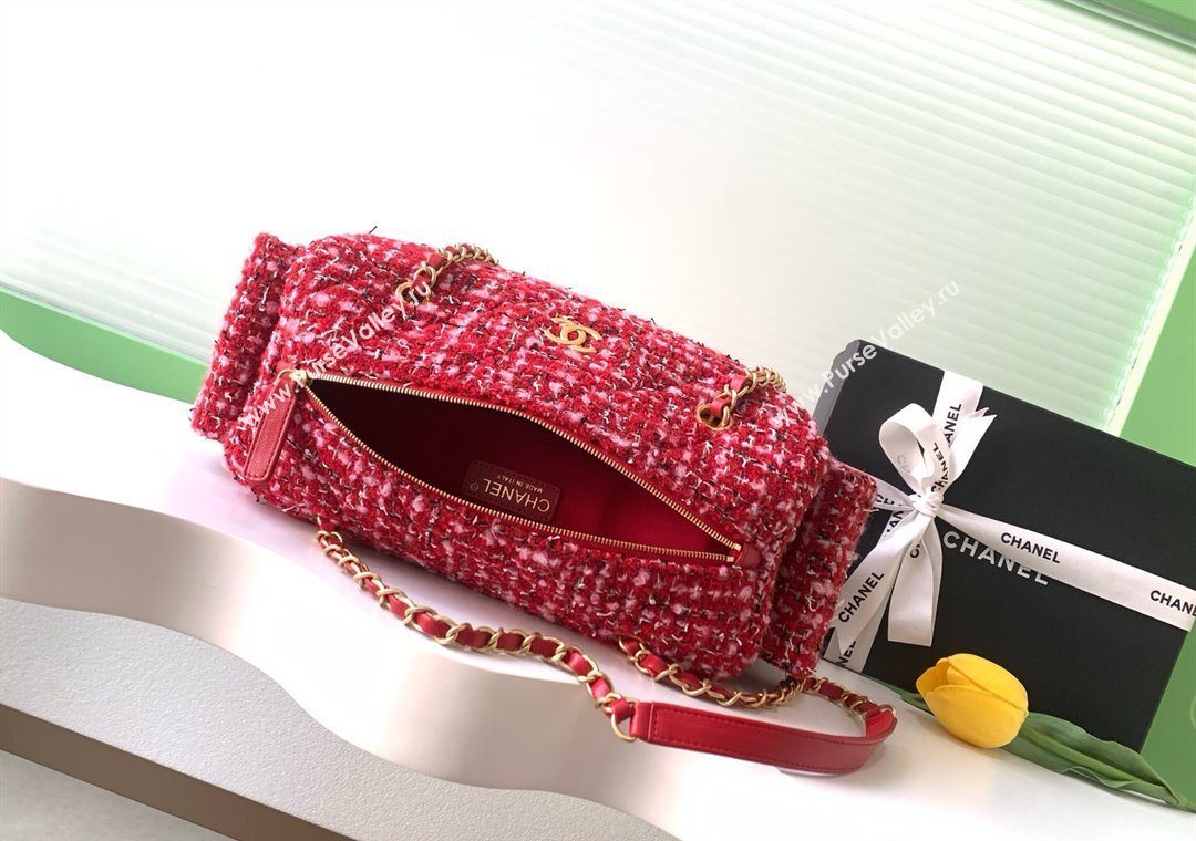 Chanel Tweed Bowling Bag Red 2025 AS5791 (yezi-251127012)