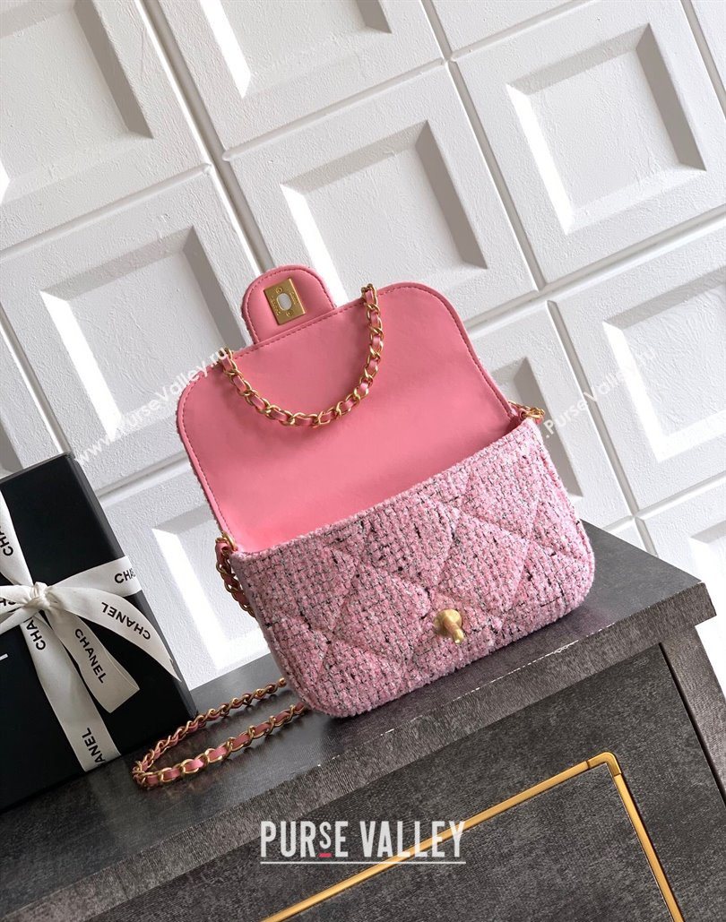Chanel Tweed Mini Flap Bag with Top Handle Pink 2025 AS5805 (yezi-251127058)