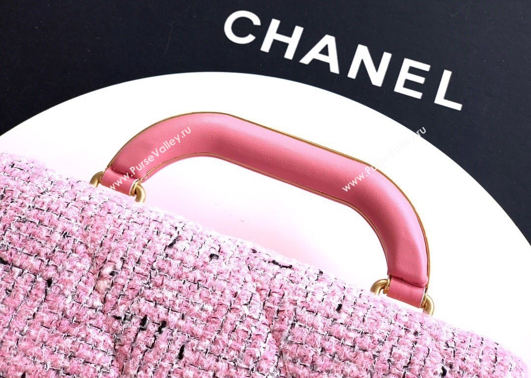 Chanel Tweed Mini Flap Bag with Top Handle Pink 2025 AS5805 (yezi-251127058)