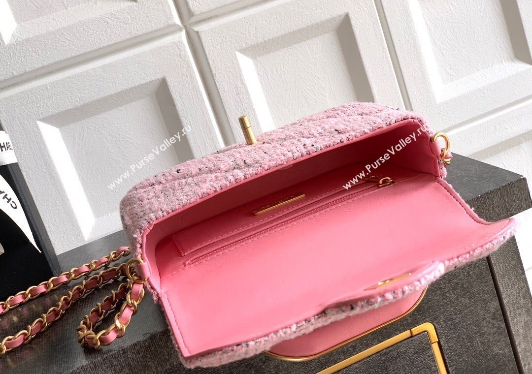 Chanel Tweed Mini Flap Bag with Top Handle Pink 2025 AS5805 (yezi-251127058)
