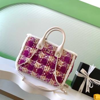 Chanel Tweed Shearling Small Shopping Bag Fuschia/Pink 2025 AS5688 (yezi-251127085)