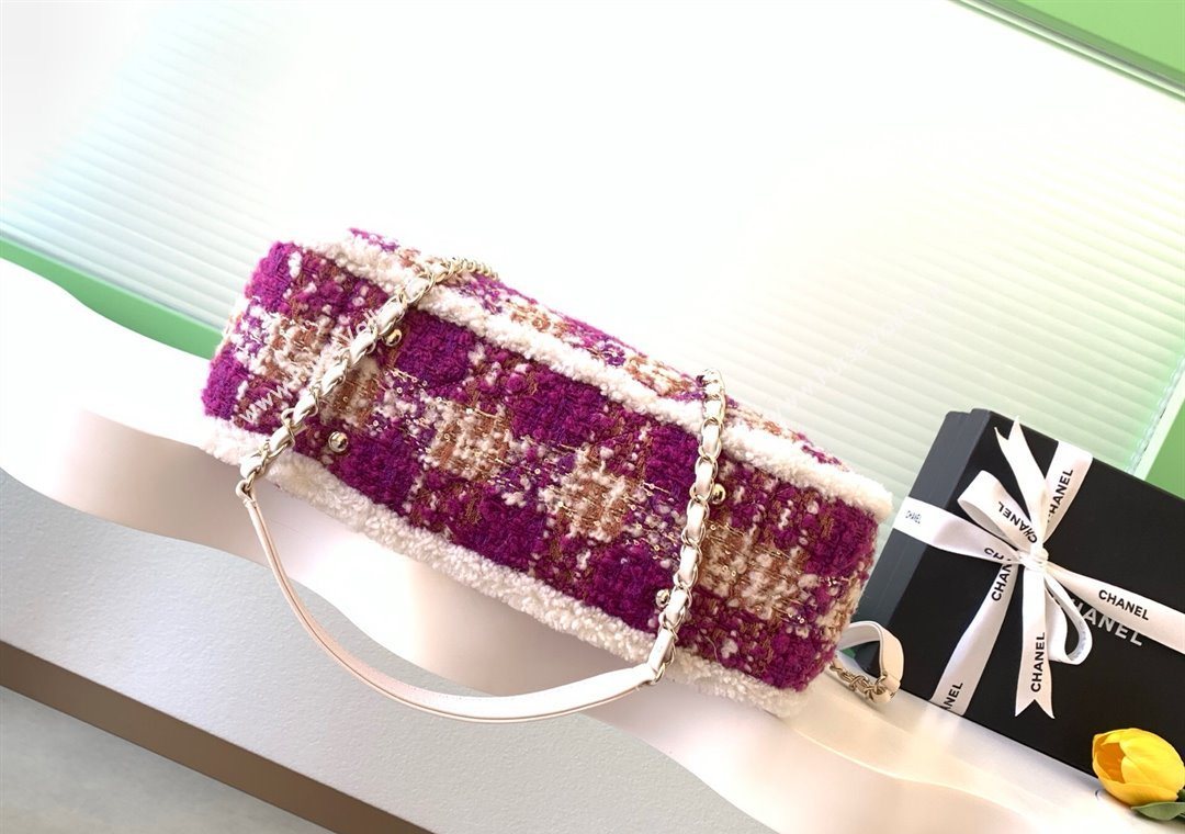 Chanel Tweed Shearling Small Shopping Bag Fuschia/Pink 2025 AS5688 (yezi-251127085)