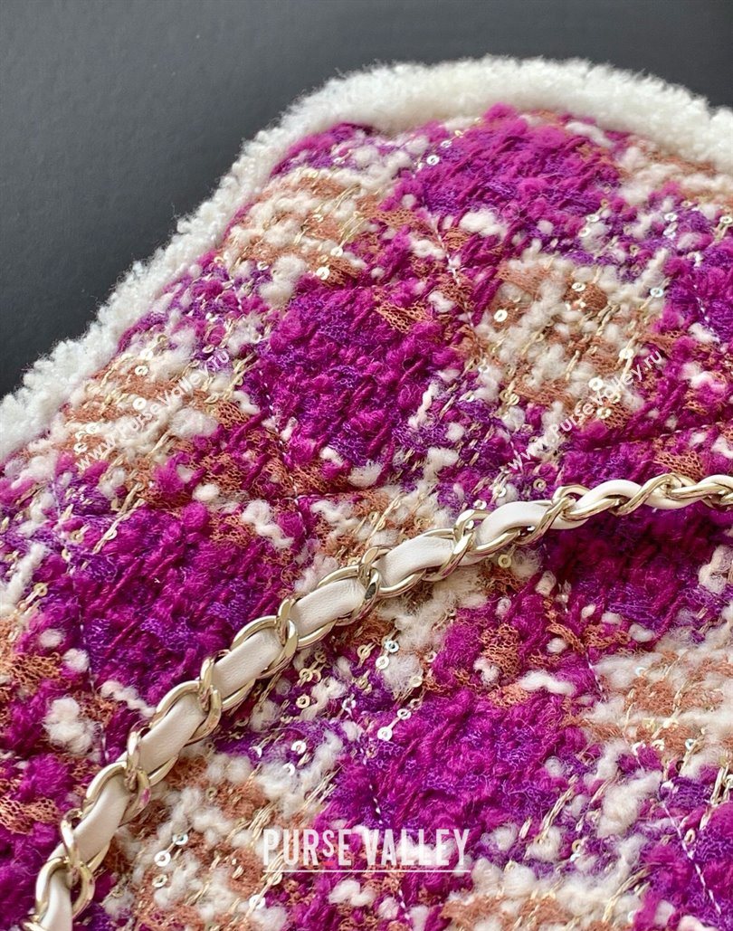Chanel Tweed Shearling Small Shopping Bag Fuschia/Pink 2025 AS5688 (yezi-251127085)
