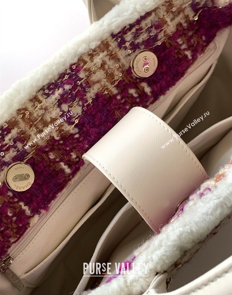 Chanel Tweed Shearling Small Shopping Bag Fuschia/Pink 2025 AS5688 (yezi-251127085)