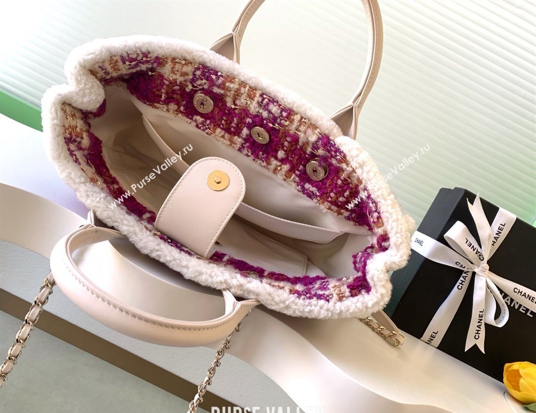 Chanel Tweed Shearling Small Shopping Bag Fuschia/Pink 2025 AS5688 (yezi-251127085)