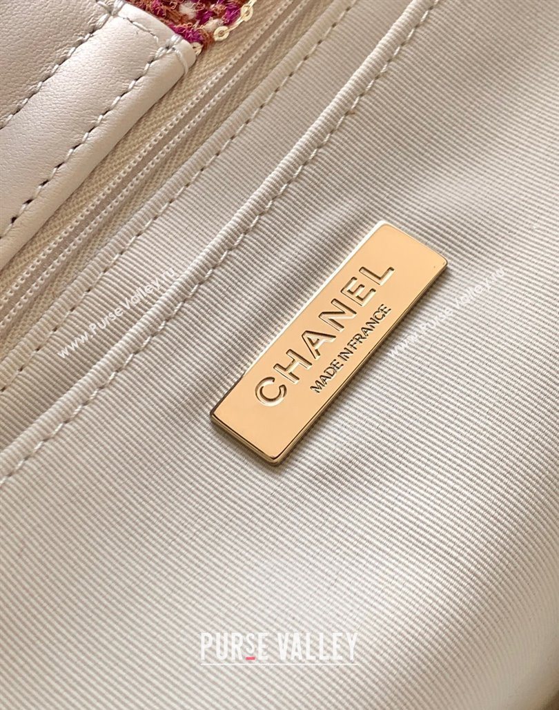 Chanel Tweed Shearling Shopping Bag Fuschia/Pink 2025 AS5689 (yezi-251127088)