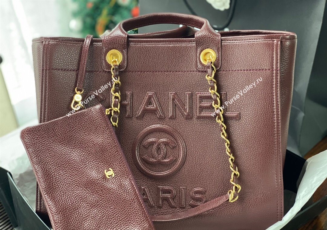 Chanel Deauville Grained Calfskin Medium Shopping Bag Dark Brown 2025 A66941 (yezi-251127089)
