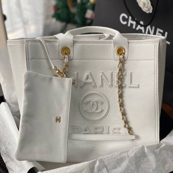 Chanel Deauville Grained Calfskin Medium Shopping Bag White 2025 A66941 (yezi-251127090)