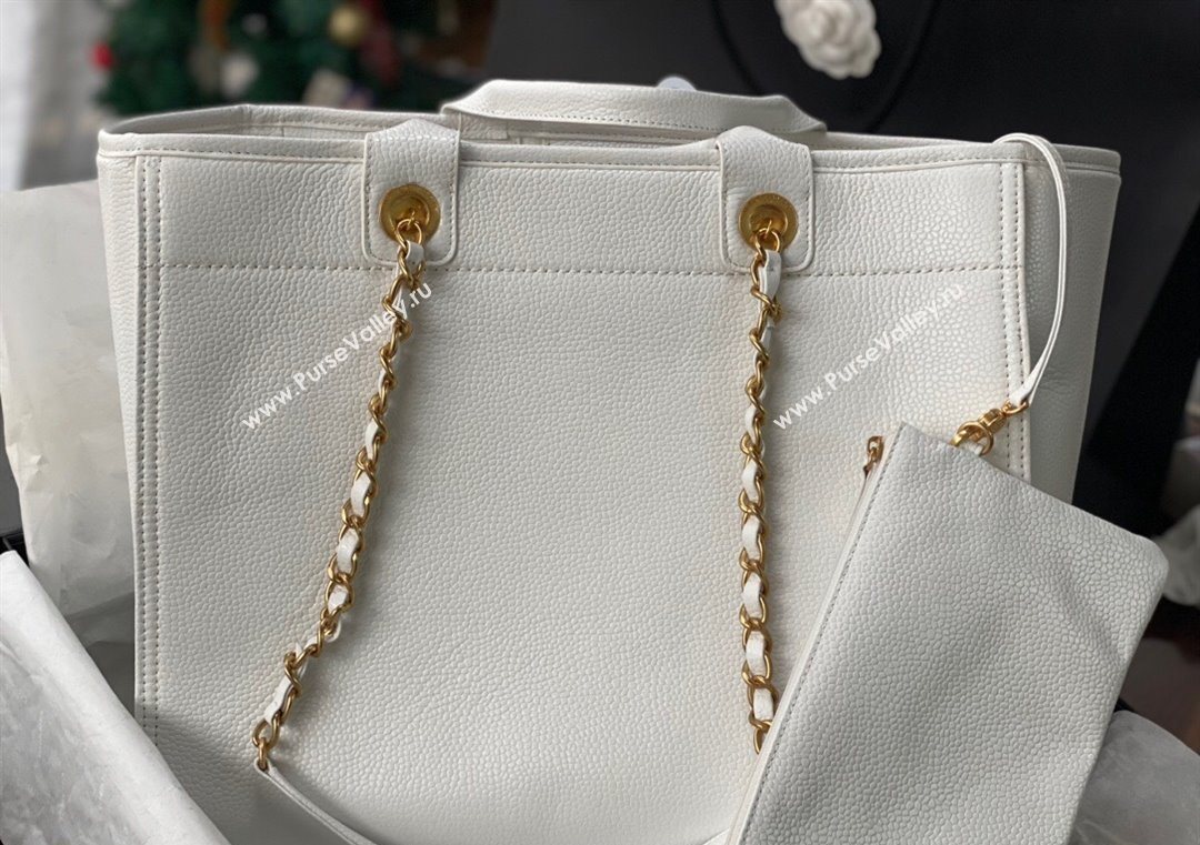 Chanel Deauville Grained Calfskin Medium Shopping Bag White 2025 A66941 (yezi-251127090)