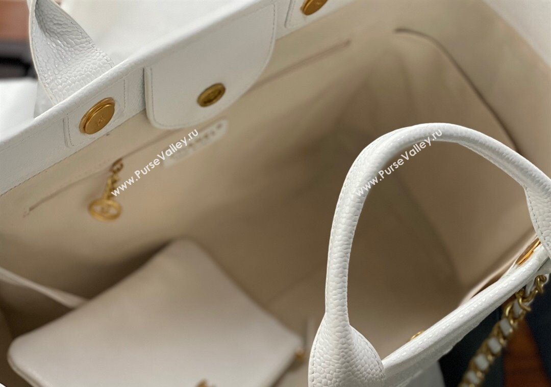 Chanel Deauville Grained Calfskin Medium Shopping Bag White 2025 A66941 (yezi-251127090)