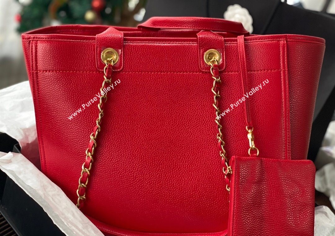 Chanel Deauville Grained Calfskin Medium Shopping Bag Red 2025 A66941 (yezi-251127091)