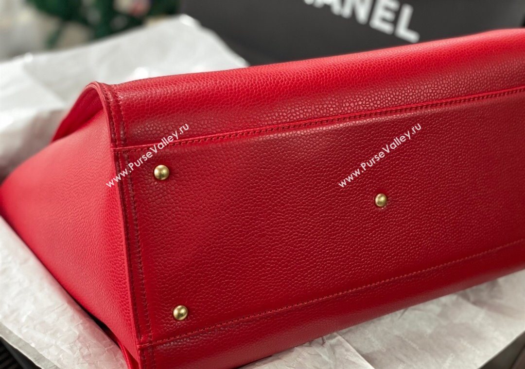 Chanel Deauville Grained Calfskin Medium Shopping Bag Red 2025 A66941 (yezi-251127091)