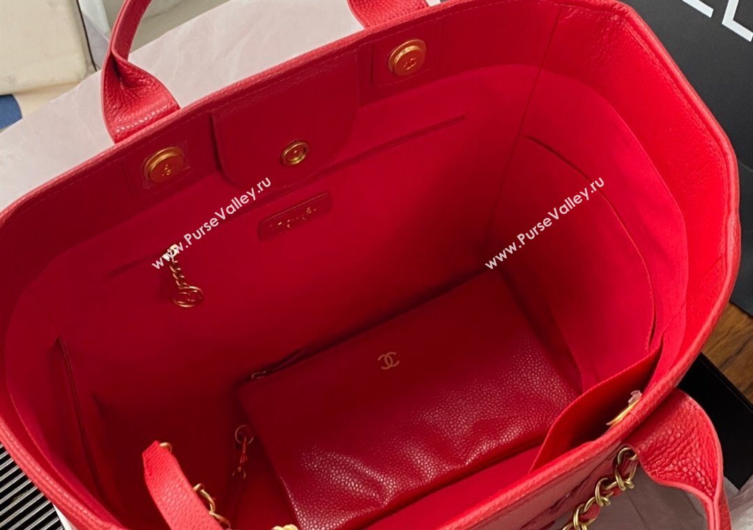 Chanel Deauville Grained Calfskin Medium Shopping Bag Red 2025 A66941 (yezi-251127091)