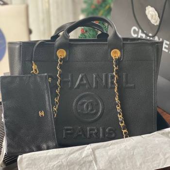 Chanel Deauville Grained Calfskin Medium Shopping Bag Black 2025 A66941 (yezi-251127092)