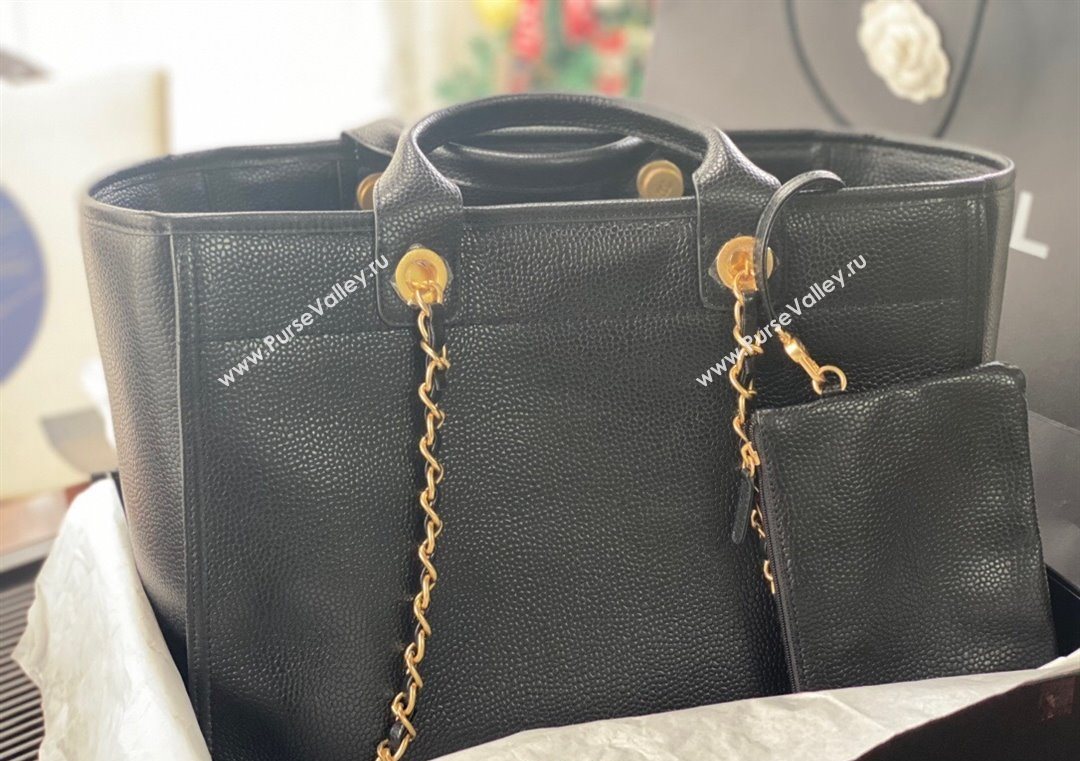 Chanel Deauville Grained Calfskin Medium Shopping Bag Black 2025 A66941 (yezi-251127092)