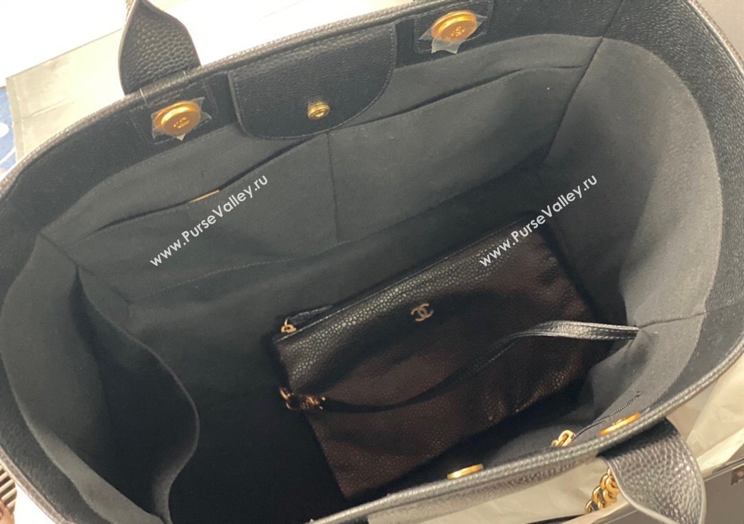 Chanel Deauville Grained Calfskin Medium Shopping Bag Black 2025 A66941 (yezi-251127092)